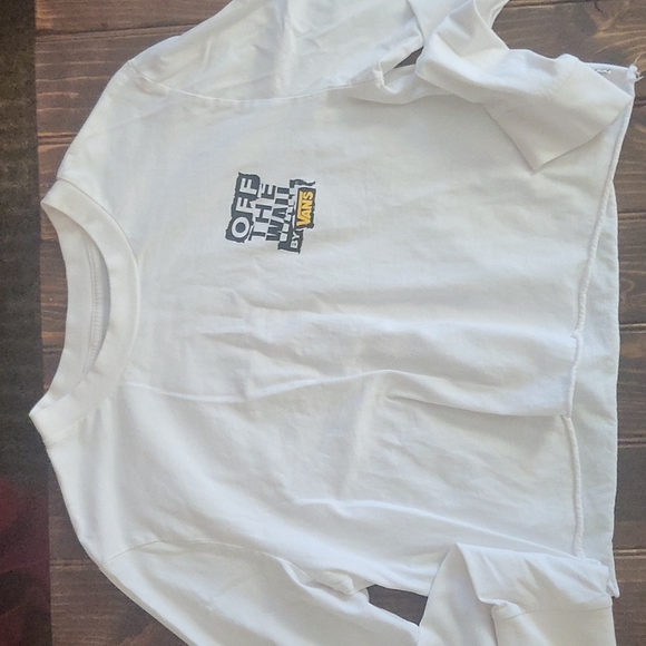 Vans Long Sleeved White Cropped Shirt Size M - Picture 1 of 3